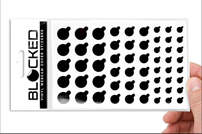 BLOCKED Original Vinyl Webcam Cover Stickers | Restickable & Stackable Privacy Covers | for All Camera-endable Devices | 3-Sizes | 57 Black Tabbed (Ultra Glossy) by BLOCKED