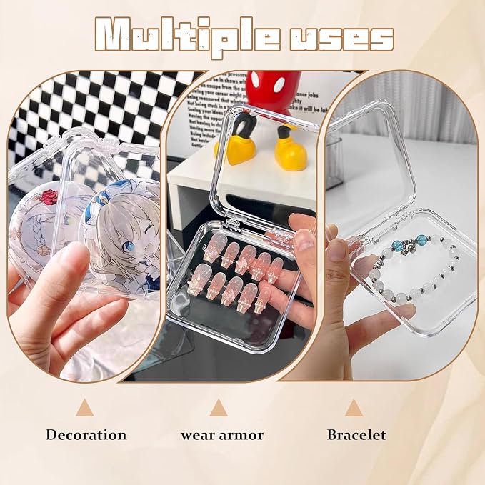 Press on nail storage 14 PCS Acrylic Nail Storage Box - Portable Versatile Organizer for Press - On Nails, Jewelry and More with 60 Pcs Adhesive Double Sided Tape - Image 7