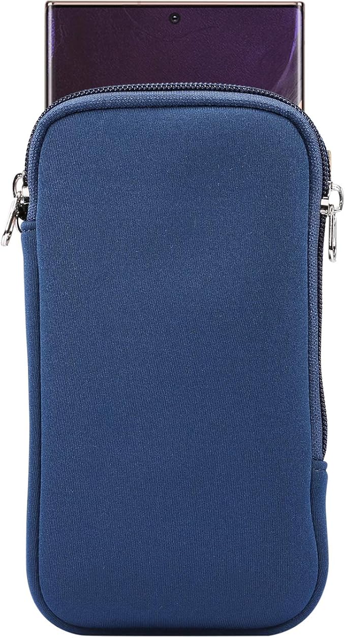 Phone Sleeve Case for iPhone 17 16 15 14 13 12 Pro, Galaxy S26 S25 S24 S23 | Neoprene Cell Phone Pouch for iPhone 17e 16e, SE 3rd, SE 2nd, 13 mini, iPhone 11 XR, with Neck Lanyard, Zipper Closure by Unknown