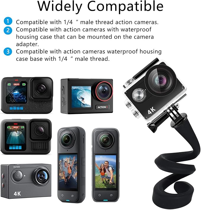 Flexible Camera Mount Compatible with GoPro Action Camera, 16.5Inch (42CM) | Compatible with GoPro Hero 13 12 11 10 9/AKASO EK7000/Insta360 X5/DJI Action 5 Pro, Gooseneck Holder for 2.32-3.93'' Phone - Image 2
