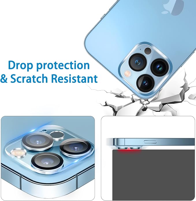 Dengduoduo 3 Pack Tempered Glass Camera Lens Protector for iPhone 13 Pro 6.1" & iPhone 13 Pro Max 6.7", Ultra HD, 9H Hardness, Anti-Scratch, Case Friendly, Easy to Install [No Affect on Night Shots] - Image 5