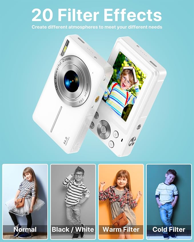 Digital Camera, Latest FHD 1080P Digital Camera for Teens with SD Card Anti Shake Point and Shoot Cameras Portable 16X Zoom Compact Small Cameras for Kids Boys Girls Seniors with Wrist Strap - Image 4