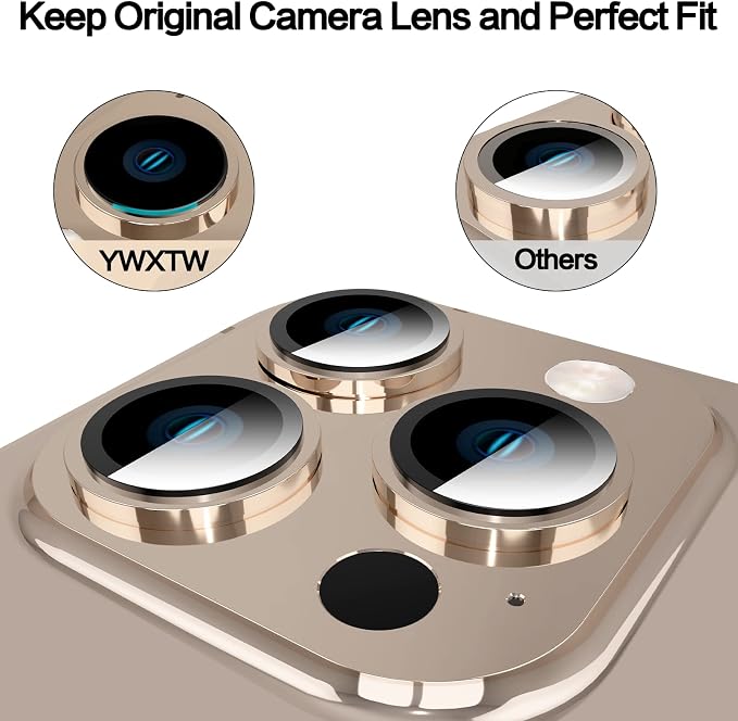 YWXTW [Upgraded Camera Lens Protector for iPhone 13 Pro Max 6.7 Inch/iPhone 13 Pro 6.1 Inch, [Keep Original Camera] [Installation Frame] Tempered Glass Camera Lens Cover, 1 Set - Image 3