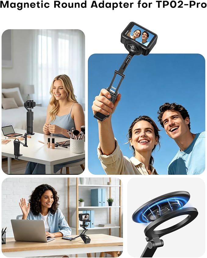 OMOTON TP02-Ultra 2 in 1 Magnetic Phone Tripod for DJI/GoPro iPhone, Black | Arca-type Adapter with 1/4" Screw for Action Camera, for iPhone 12-17 Series, Mount for Gym Kitchen Travel - Image 3