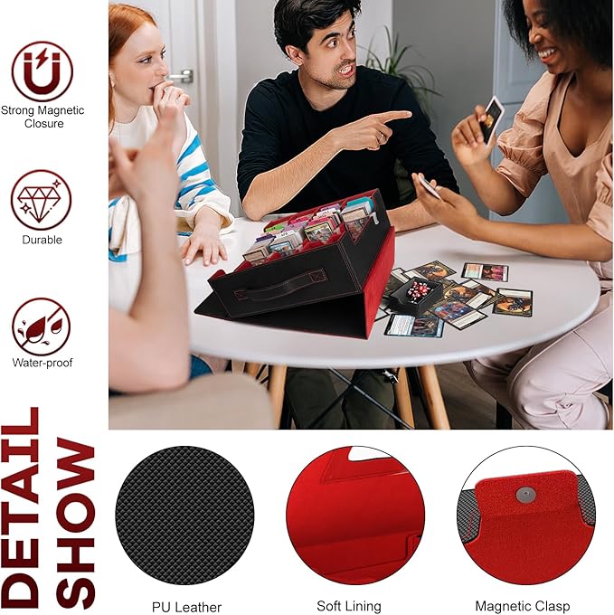 4-Row Trading Card Storage Box, Holds 3200+ Cards [US Patent], Black & Red | Large Capacity, Portable Handle & Display Windows, Compatible with MTG, Commander, Sports Cards and Other Standard TCG Cards - Image 6