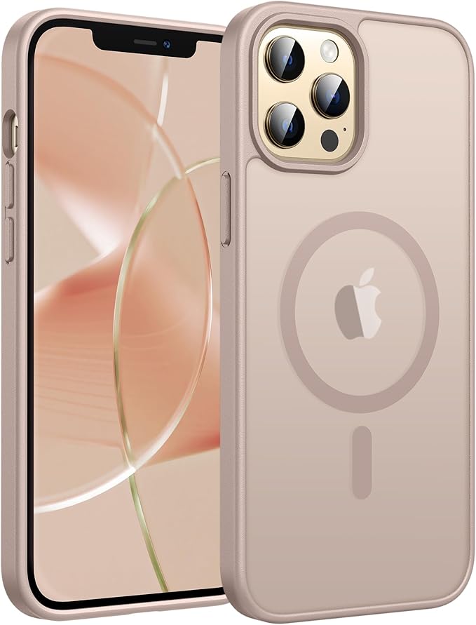 FNTCASE for iPhone 12 Pro Max Case, Fit for Magsafe, Translucent Matte Back | Strong Magnetic Charging, Shock Absorbent, 14FT Military Grade Drop-proof, Anti Slip, Desert Gold by FNTCASE