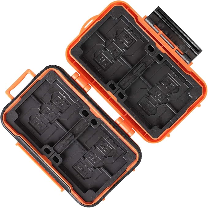 LYNCA Memory Card Case Holder, Memory Card Hard Protector Case Professional Water-Resistant Anti-Shock Compact Camera Card Hard Storage Box for 8 SD Cards 4 CF Cards 12 Micro SD/TF Cards (Orange) - Image 4