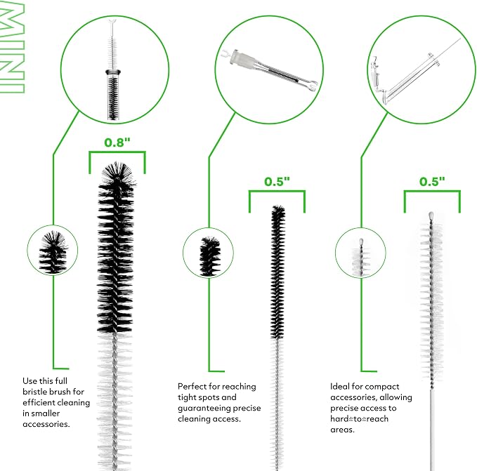 Pipe Perfect Mini Brush Set – 7-Piece Precision Cleaning Kit for Small & Hard-to-Reach Areas | Micro Detail Brushes for Glass, Metal & Silicone | Scratch-Safe, Durable & Reusable (Mini Pack) - Image 4