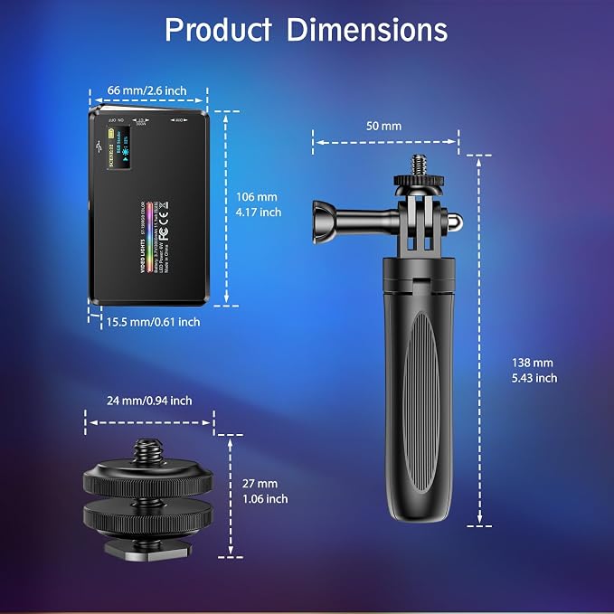120 RGB Video Light, Photography Light, Color Temperature 2500-9000K 360° Full Color with 20 Lighting Effects, 3000mAh Battery, OLED Display, DSLR Lighting for TikTok, Photography, Video Conference - Image 8