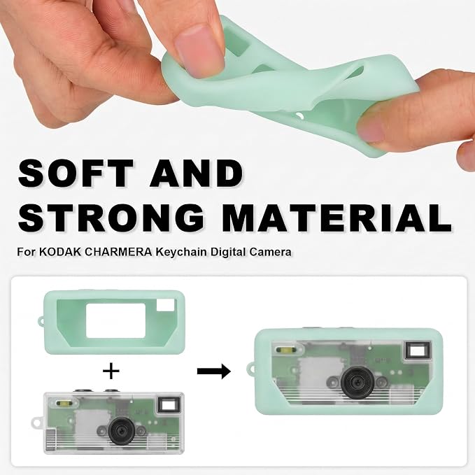 Silicone Case for Kodak CHARMERA Millennium Keychain Mini Digicam Blind Box | Soft Keychain Camera Sleeve, Precise Cutouts, For Collectors & Daily Carry, Light Green - Image 2