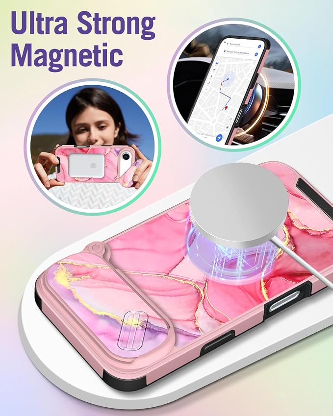 Buleens for iPhone 17 Air Case 6.5 Inch - with Ring Stand & Camera Cover Aesthetic Cute Designed for Women Girls Pretty Girly Fashion Teens Phone Case for iPhone 17 Air Compatible with Magsafe - Image 4