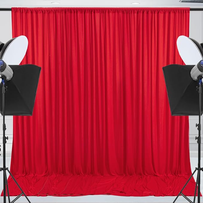 30x10ft Wrinkle Free Red Backdrop Curtain for Parties Soft Fabric Drapes Wedding Red Curtain Backdrop for Birthday Party Decorations Background for Photography 5x10ft, 6 Panels - Image 6