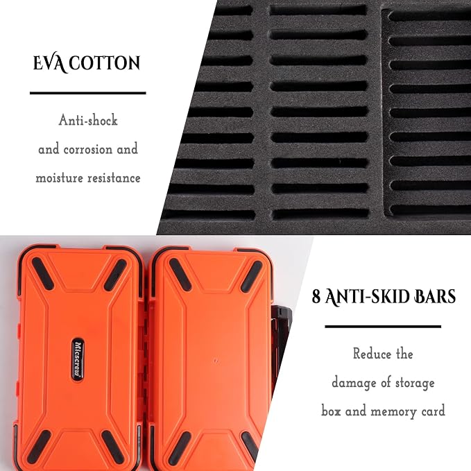 36-Slot SD Card Holder with Clear Cases, Orange Camera Organizer | Memory Card Case with 36 Transparent Holders and 40 Writable Labels, Storage for Cameras - Image 3