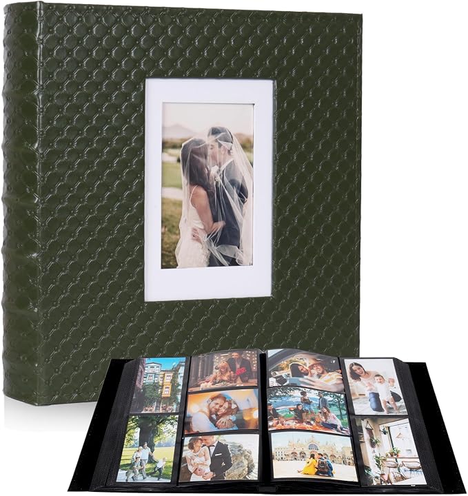 RECUTMS Photo Albums 4x6 Pictures, 600 Pockets Large Capacity Picture Album | Acid-Free Black Pages, Leather Cover, Dual Horizontal/Vertical Pockets, Custom Photo Cover, Perfect for Wedding, Family&Trave by RECUTMS