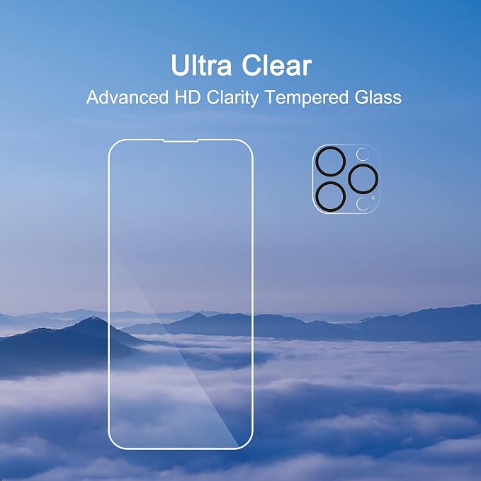 Ailun Screen Protector + Camera Lens Protector for iPhone 14 Pro, 3+3 Pack | 6.1 Inch, Sensor Protection, Dynamic Island Compatible, Case Friendly, Tempered Glass Film, HD - Image 4