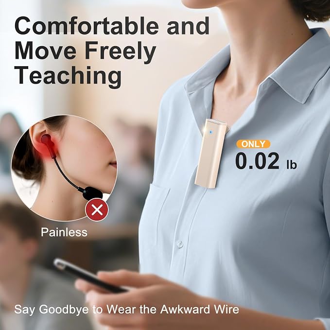 PRUNUS A10 Voice Amplifier Wireless with Lavalier Microphone | Charging &Storage,Portable Voice Amplifier with Laple Mic Speaker,Mini Voice Amplifier for Classroom,Speech,Training Outdoor - Image 2