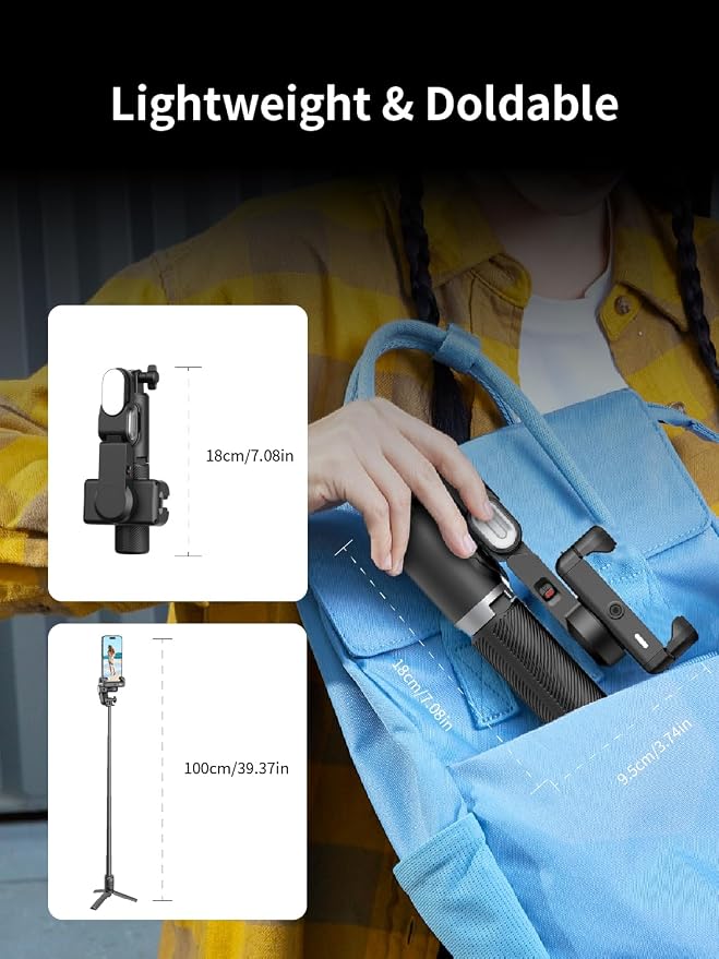 AOCHUAN Gimbal Stabilizer for iPhone Gimbal w/360° Rotation-M1 Pro Black | Auto Face Tracking and Wireless Remote for TIK Tok, YouTube, Vlog, 4 in 1 Gimbal Stabilizer Sefie Stick Tripod - Image 8