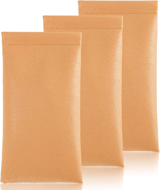 TRIUMPH VISION Eyeglass Case Glasses Case Soft Sunglass Pouch Sleeve 3 Pack | Slim Lightweight Alternative to Bulky Case, Leather Lined Protect Lens, Squeeze Easy to Use, Stylish Portable for Daily Use by TRIUMPHVISION