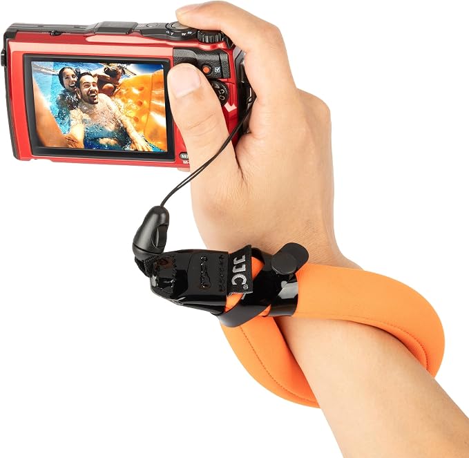 JJC Camera Float Wrist Strap for Olympus Fujifilm Waterproof Camera, Orange | for Olympus TG-7 TG7 TG-6 TG6 TG-5 TG5 TG-4 TG4 Fuji FinePix XP140 XP130 XP90 XP80 Kodak Pixpro WPZ2 Nikon W300 W100 & More by JJC