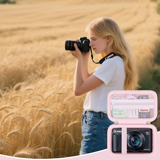 Carrying Case for Canon PowerShot SX740 HS, SX730 HS, Jelly Pink | SX720 HS, SX620 HS, G7 X Mark III, G7 X Mark II Digital Camera, Storage Holder Travel Bag with Mesh Pocket for Battery Pack - Image 8