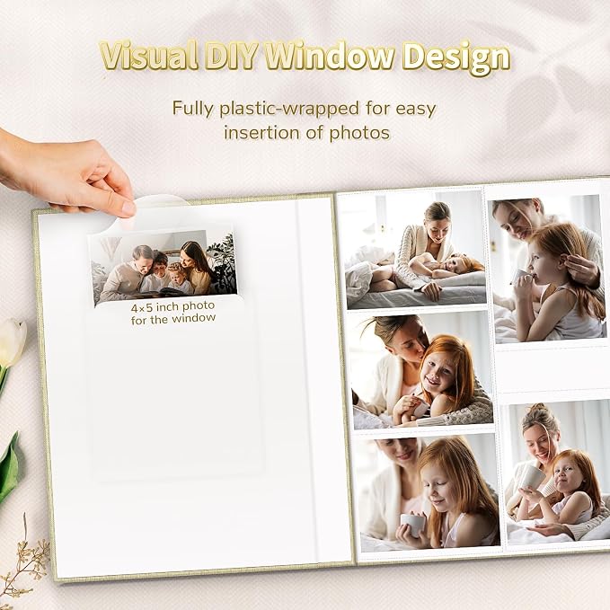 Artfeel Photo Album 4x6 with 600 Pockets,Slip-in Picture Albums,Linen Cover Memory Book with Front Window,White Page Vertical Photo Book for Wedding,Family,Anniversare,Baby,Vacation - Image 2
