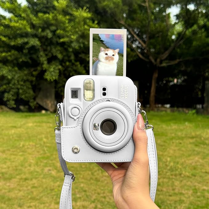 CAIYOULE Camera Case for Fujifilm Instax Mini 13 Instant Camera, White | Mini 13 Protective Camera Case, PU Leather Camera Bag for Fuji Instax Mini 13, with Photo Album, Adjustable Shoulder Strap - Image 7