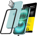 NEW'C 3x for iPhone 16 Screen Protector (6.1 inches)+ 3x Camera Lens Protector, Sensor Protection, Case Friendly Tempered Glass Film + Dust Plug- Easy installation tool include by NEWC