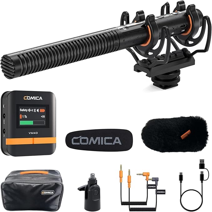 COMICA VM40 Shotgun Microphone – 48kHz/32-bit Float Recording, Wired & Wireless Modes, 32GB Onboard Storage – Compatible with Canon, Nikon, Sony Cameras & Camcorders for YouTube, Interviews & Filming by COMICA