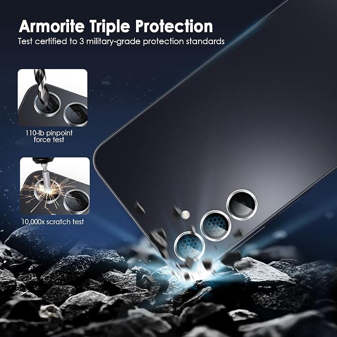 Camera Lens Protector for Samsung Galaxy A16, Silver | AR+AF, 9H Tempered Glass, Individual Metal Ring, Anti Glare, Fall Protection, Camera Screen Cover - Image 3