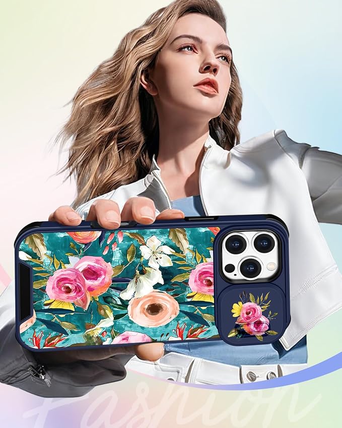 Buleens for iPhone 16 Pro Max Case 6.9 Inch - with Ring Stand & Camera Cover Aesthetic Cute Designed Women Girls Girly Pretty Flowers Kawaii Phone Case for iPhone 16 Pro Max Compatible with Magsafe - Image 6