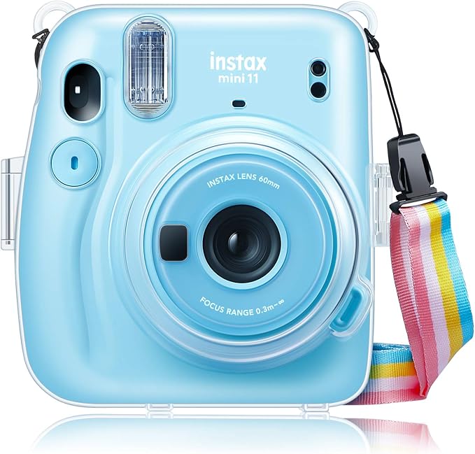 FINTIE Clear Camera Case for Fujifilm Instax Mini 11 Instant Film Camera | Crystal Hard Shell Cover, Back Films Pocket, Adjustable Shoulder Strap, Scratch Pesistant, Easy Access, Clear by Fintie