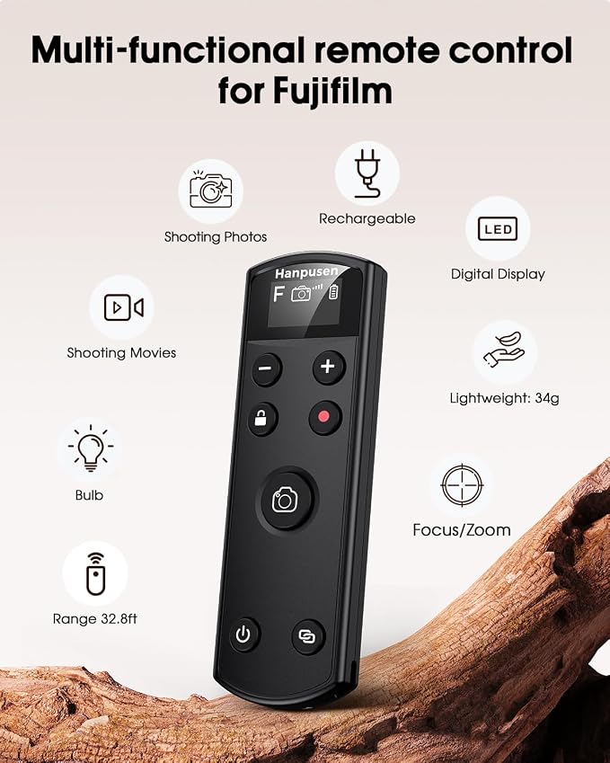 for Fujifilm Camera Remote Control, Hanpusen Rechargeable Wireless Shutter Release with OLED Screen for Fujifilm X100 VI/X-M5/X-T30 II/X-E5/X-T5/X half/X-H2S/X-T30/X-T4/X-T3/X-S20/X-S10/X-T50/X-H2 - Image 5