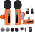 USB C Lavalier Microphone Wireless Mini Mic for Type-C Android Phone/Tablet/PC Video Recording Clip-on Mics with Rotatable Clip&Denoise Recording, Ideal for Vlog Youtube Content Creator, Orange by GoorDik