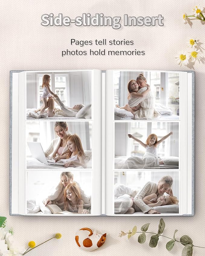 Artfeel Photo Album 4x6 with 300 Pockets,Slip-in Picture Albums,Linen Cover Memory Book with Front Window,White Page Vertical Photo Book for Wedding,Family,Anniversare,Baby,Vacation,Father's Day - Image 5