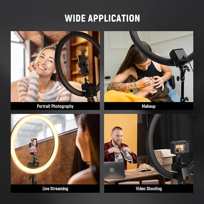NEEWER Advanced 18" LED Ring Light with Tripod Stand Phone Holder | For iPhone Samsung Android Phones, for Makeup YouTube Video Blogger Salon, Black - Image 5