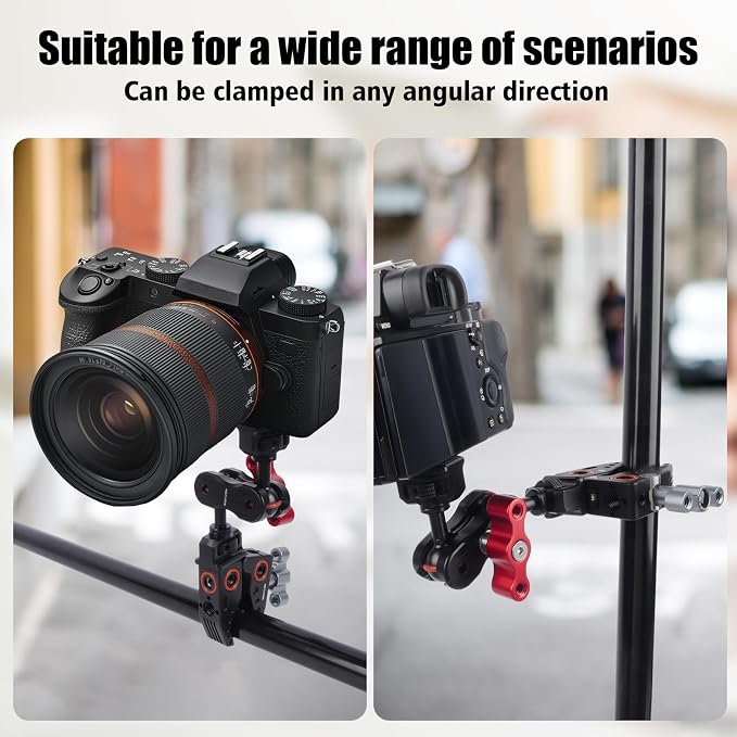 Universal Power Clamp with 1/4"-3/8" Threads & Cold Shoe - Multi-Angle Camera/Desktop Clamp for DSLR, LCD Monitor, Bike Mount (12-45mm Clamping Range) 62023 - Image 6