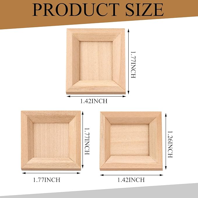 Halloscume 12 Pcs Dollhouse Picture Frames 1:12 Scale Miniature Picture Frames for Dollhouse Small Photo Frame Mini Wooden Dollhouses Accessories Mini House Decoration Simulation (Medium and Large) - Image 2