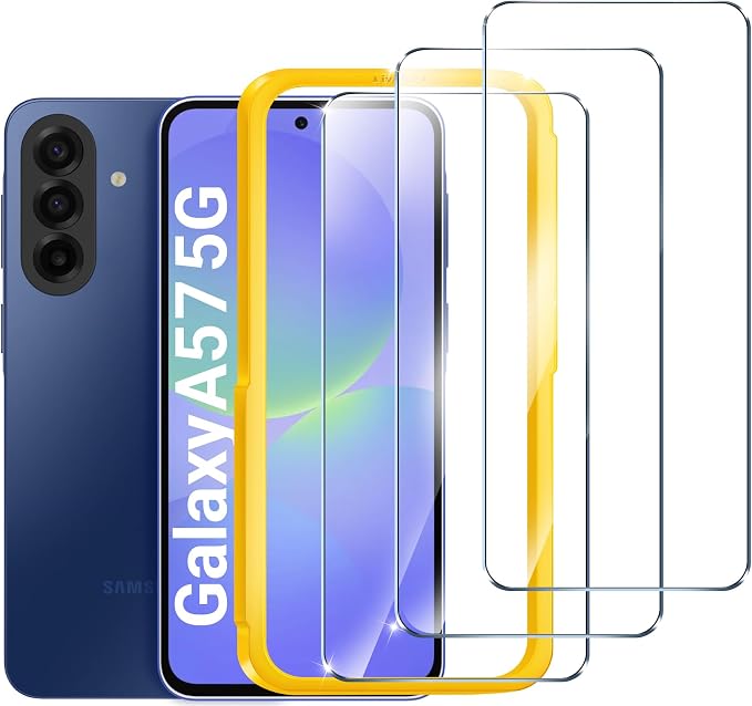 ivoler Screen Protector for Samsung Galaxy A57 5G Tempered Glass 3-Pack | with [Easy Installation Frame], Anti-Scratch Case Friendly Clear HD Film for Samsung Galaxy A57 6.7inch by iVoler