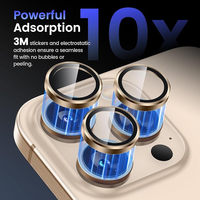 Tensea Camera Lens Protector for iPhone 16 Pro Max/16 Pro/15 Pro Max/15 Pro | Metal Aluminum Alloy Tempered Glass Cover Camera Screen Protector Accessories, Case Friendly - Image 4