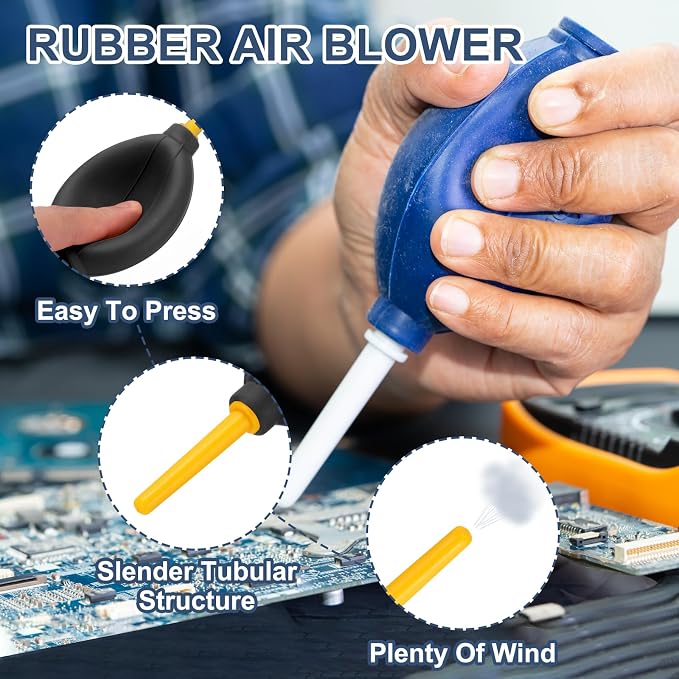 PATIKIL Soft Tip Air Blower Dust Blaster, 3 Pcs Rubber Bulb Air Pump Dust Blower Cleaner Cameras Lens Cleaning Tool with Long Nozzle for Camera Lens Computer Keyboard, Black/Yellow - Image 3