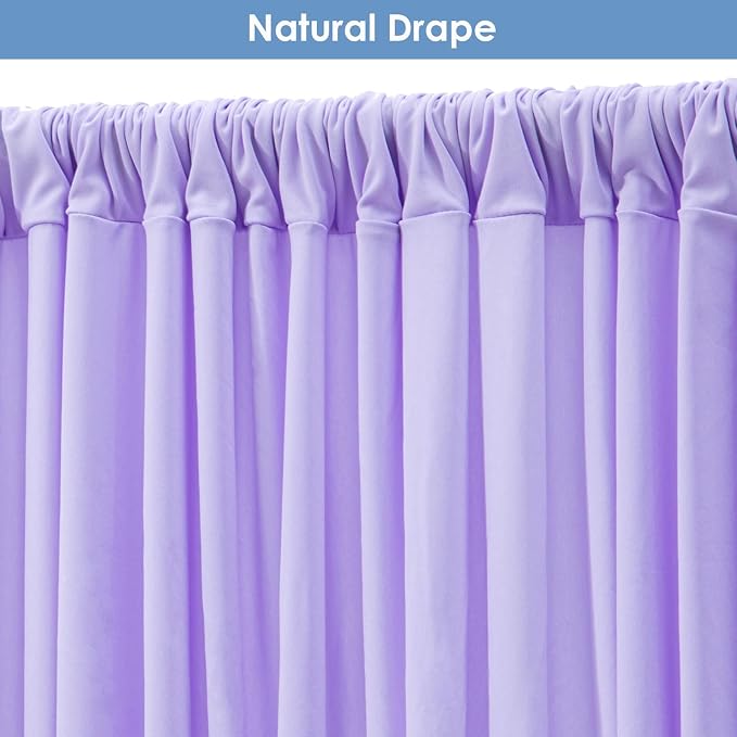 30x10ft Wrinkle Free Lavender Backdrop Curtain for Parties Soft Fabric Drapes Wedding Curtain Backdrop for Birthday Party Decorations Background for Photography 5x10ft,6 Panels - Image 6