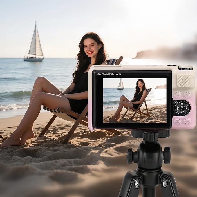 Camera Case for Canon PowerShot SX740/ SX730 Digital Camera, SX740 HS Case | Soft Silicone Protective Case Removable Lens Cover, Comes with 2 Screen Protectors and 1 Wrist Strap. (Beige-Pink) - Image 3