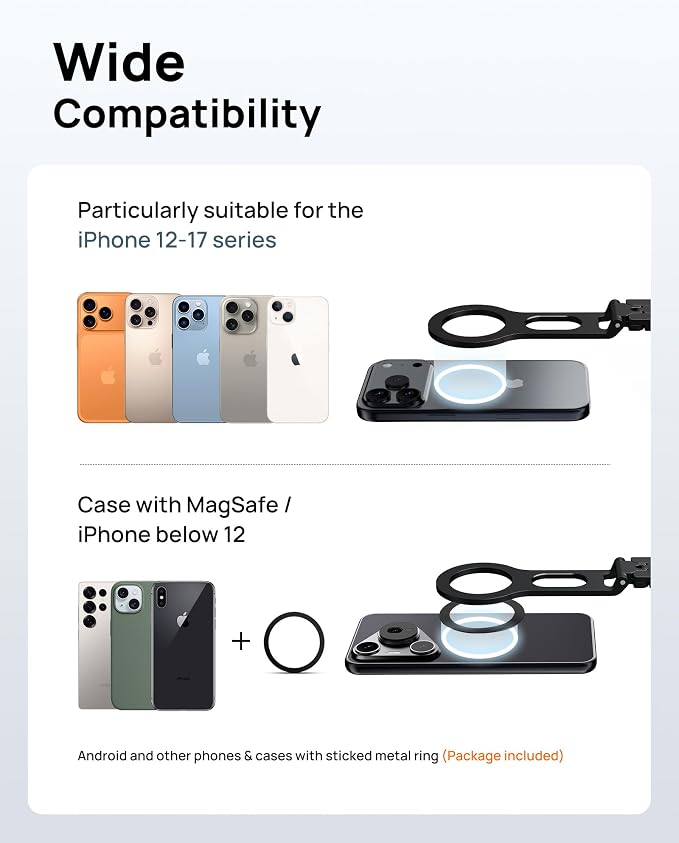 Magnetic Phone Tripod Stand for iPhone - Strong Magnet Foldable Cell Phone Stand for Vlog, Gym, Travel Essentials, Mini Tripod Phone Stand Compatible with iPhone 17 16 15 14 13 12 Series (Black) - Image 5
