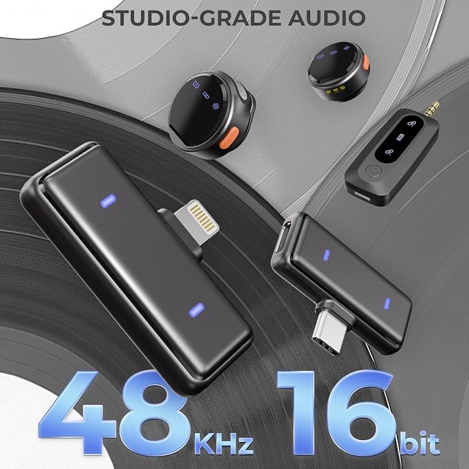 Moman Coin Wireless Lavalier Microphone for iPhone/Android, The Smallest 48H 164ft Range Noise Cancellation Mini Clip/Magnetic Microphones For Lightning/USB-C, Active Lapel Lav Mic for Video Recording - Image 4