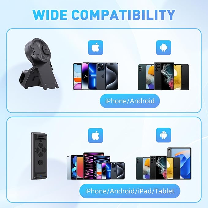 MILOUZ Remote Control Scrolling for Tiktok with Phone Stand,Page Turner for Kindle App E-Book,Bluetooth Camera Shutter Remote for iPhone, Android,iOS,iPad,Tablet (Black) - Image 8