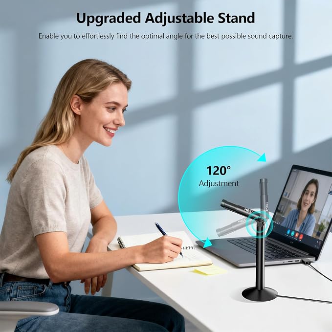 USB PC Microphone with Adjustable Stand External Mini USB Microphone | Plug & Play Omnidirectional USB Computer Microphone for Laptop, YouTube, Meeting, Recording, Podcasting, Gaming - 4 Feet - Image 2
