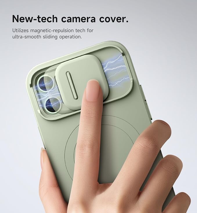 SURITCH for iPhone 12/12 Pro Case with Magnetic Camera Slide Cover and Adjustable Kickstand, Compatible with MagSafe, Shockproof Bumper Case Slim Protective Cover for iPhone 12/12 Pro 6.1 Inch, Green - Image 4