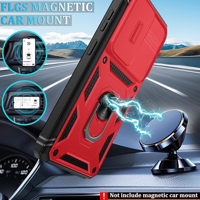 Gritup for Samsung Galaxy S26 Ultra Case: 2*Screen Protector | Slide Camera Cover | Build in 360° Rotating Ring Kickstand | Military Grade Protective Cover for Samsung S 26 Ultra, Red+Black - Image 7