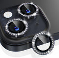 Choiche for iPhone 15/15 Plus Camera Lens Protector Bling, Diamond-Black | Ultra HD, 9H Tempered Glass Camera Cover Screen Protector Metal Individual Ring Decoration Accessories, 2-Lens, 6.1/6.7-inch by Choiche
