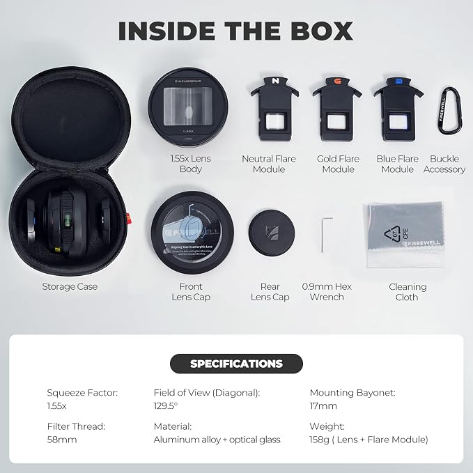 Freewell 1.55x Anamorphic Lens for iPhone & Samsung | 3-in-1 Streak (Neutral, Gold, Blue) - Cinematic Smartphone Lens with Oval Bokeh - Compatible with 17mm Mount Case & Cage - Image 9
